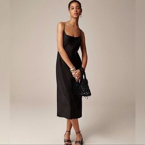 J. Crew Gwenyth Slip Dress Black Satin Charmeuse size 6